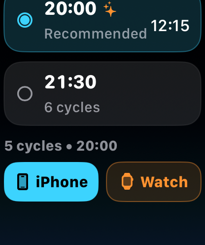 WakeArc Watch alarm action screen